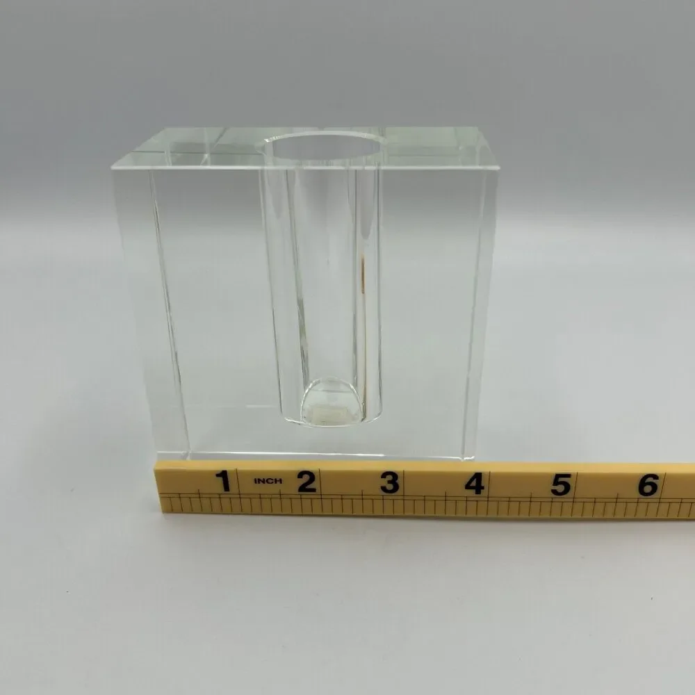 Debi Lilly Crystal Vase Demi Block Design Bud Vase Clear Solid Heavy MCM MODERN